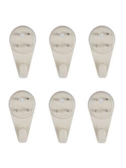 Frank Shaw Medium Hard Wall Hooks, Pack of 6, White - view 2, Multi