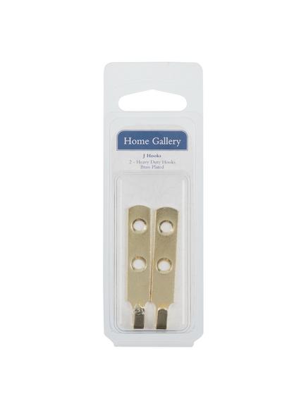 Frank Shaw Brass Plated J Hooks, Pack of 2, Multi