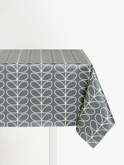 Orla Kiely Linear Stem Oilcloth Tablecloth Fabric, Cool Grey