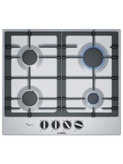 Bosch Series 6 PCP6A5B90 60cm Gas Hob, Brushed Steel, Brushed Steel