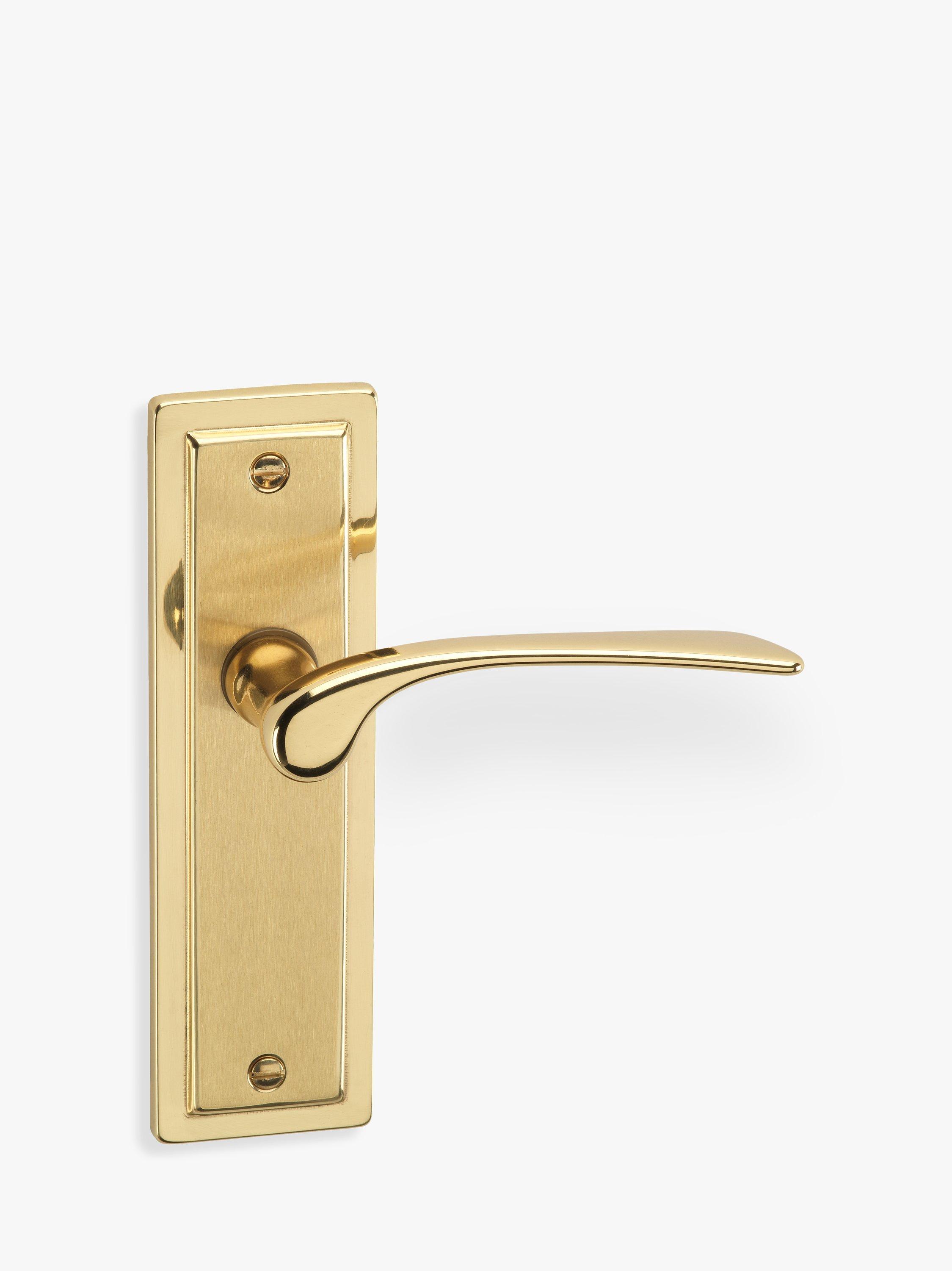 John Lewis Como Lever Latch, Satin / Polished Brass, Pair