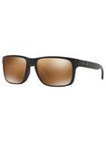Oakley OO9102 Men's Holbrook Prizm Polarised Square Sunglasses, Black/Mirror Brown