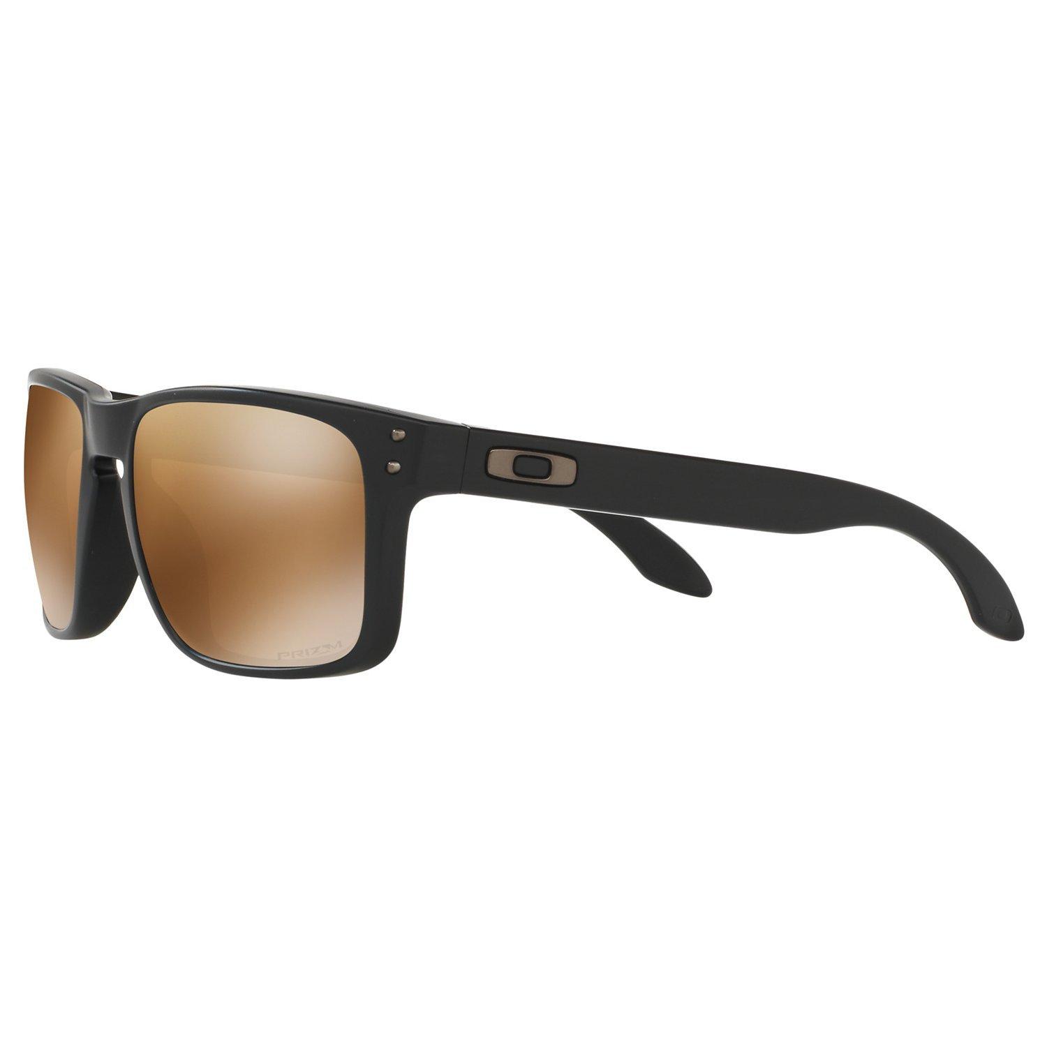 Product image 2 of 9, which shows Oakley OO9102 Men's Holbrook Prizm Polarised Square Sunglasses, Black/Mirror Brown