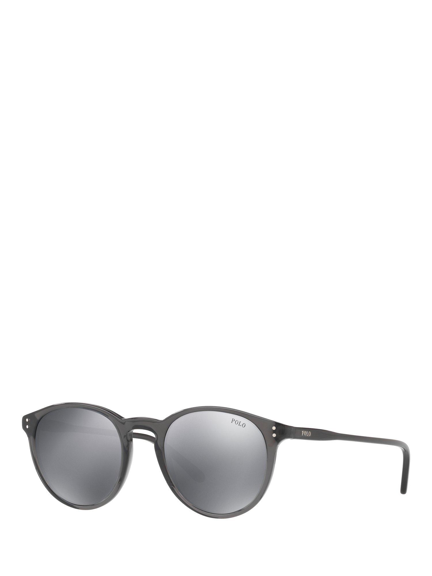 Polo Ralph Lauren PH4110 Men's Oval Sunglasses, Black/Mirror Grey