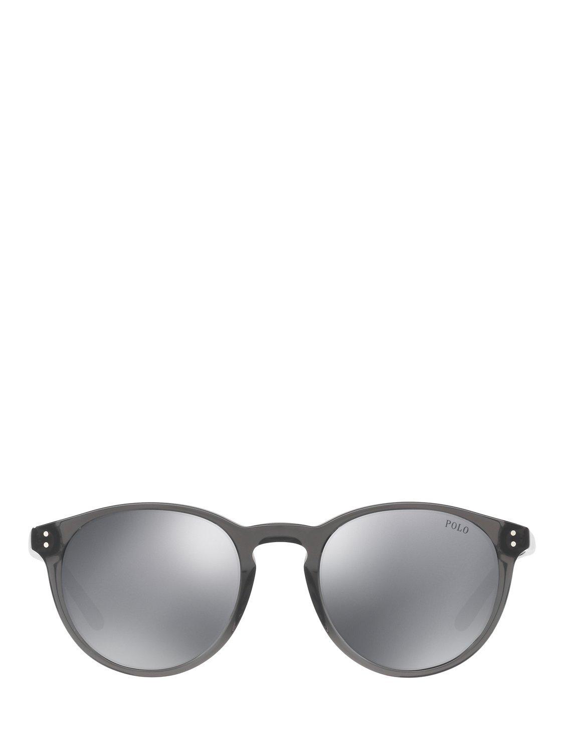 Product image 2 of 10, which shows Polo Ralph Lauren PH4110 Men's Oval Sunglasses, Black/Mirror Grey