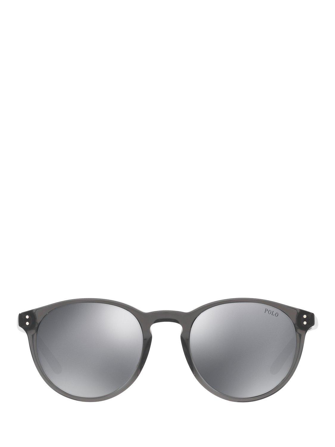 Polo Ralph Lauren PH4110 Men's Oval Sunglasses, Black/Mirror Grey