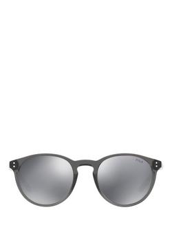 Polo Ralph Lauren PH4110 Men's Oval Sunglasses - view 2, Black/Mirror Grey