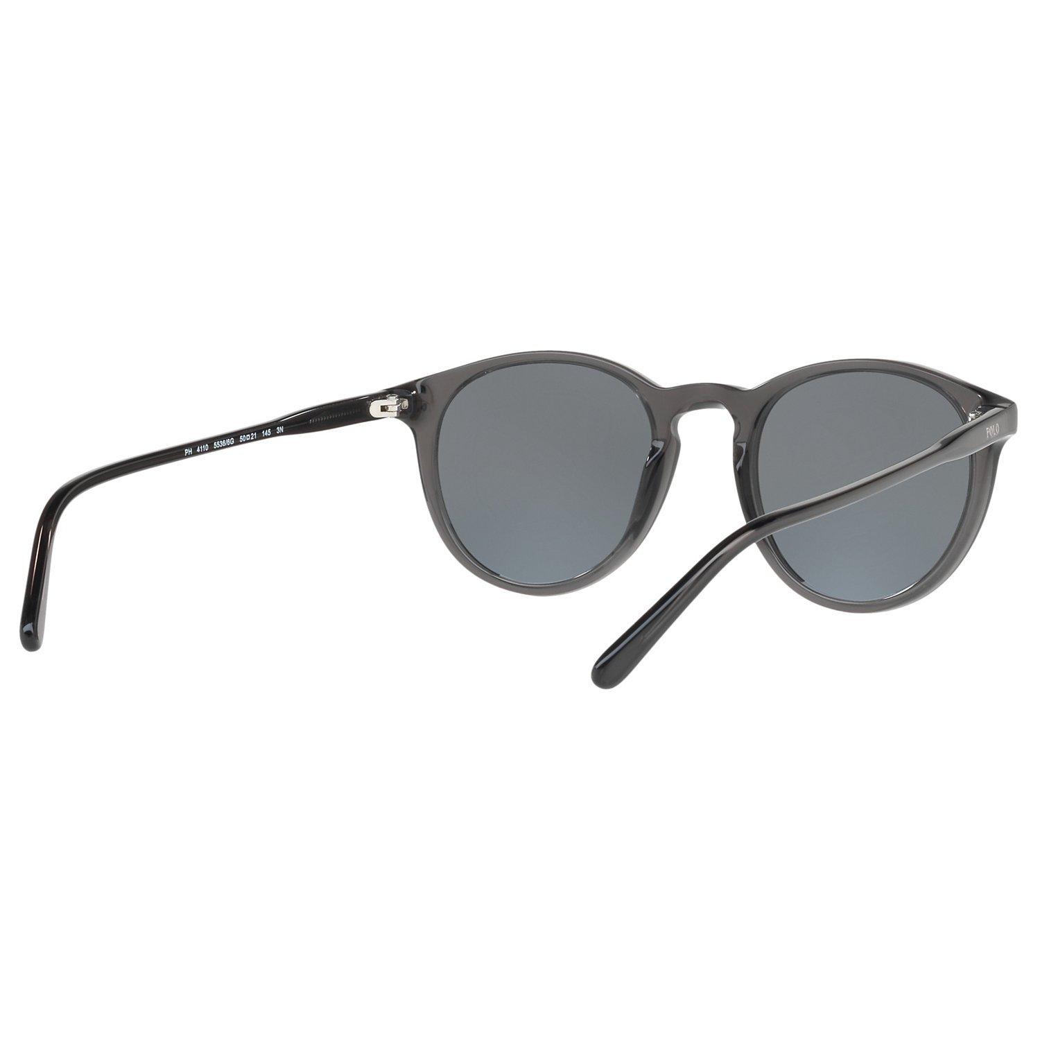 Product image 8 of 10, which shows Polo Ralph Lauren PH4110 Men's Oval Sunglasses, Black/Mirror Grey