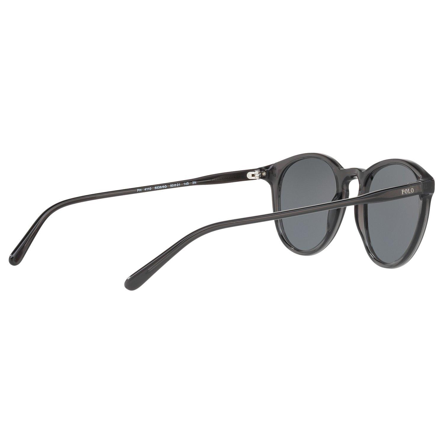 Product image 9 of 10, which shows Polo Ralph Lauren PH4110 Men's Oval Sunglasses, Black/Mirror Grey