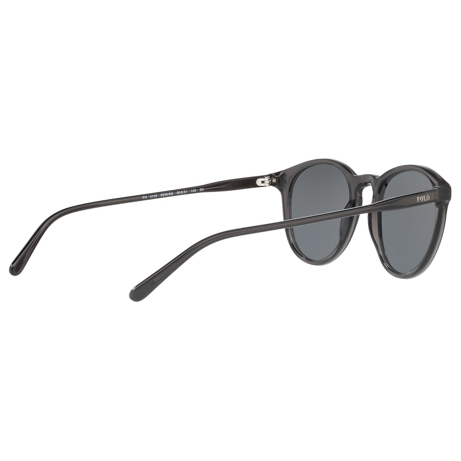 Polo Ralph Lauren PH4110 Men's Oval Sunglasses, Black/Mirror Grey