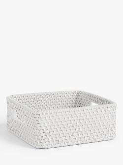 John Lewis Modern Country Rattan Shallow Basket, White
