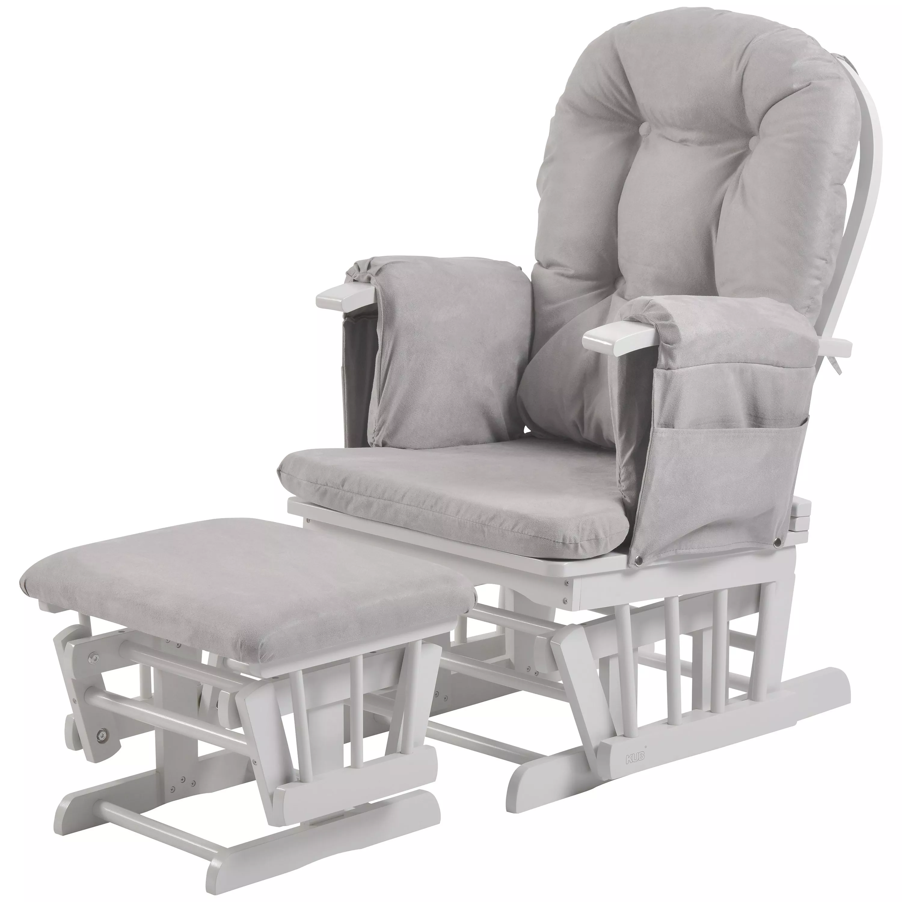 Kub Haywood Reclining Glider Nursing Chair and Footstool Grey