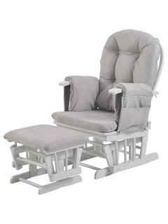 Kub Haywood Reclining Glider Nursing Chair and Footstool, Grey