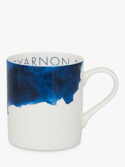 Rick Stein Coves of Cornwall Treyarnon Bay Mug, Blue/White, 300ml, Blue/White
