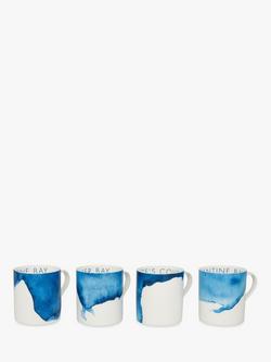 Rick Stein Coves of Cornwall Mug Daymer Bay Set, Set of 4, Blue/White, 300ml, Blue/White
