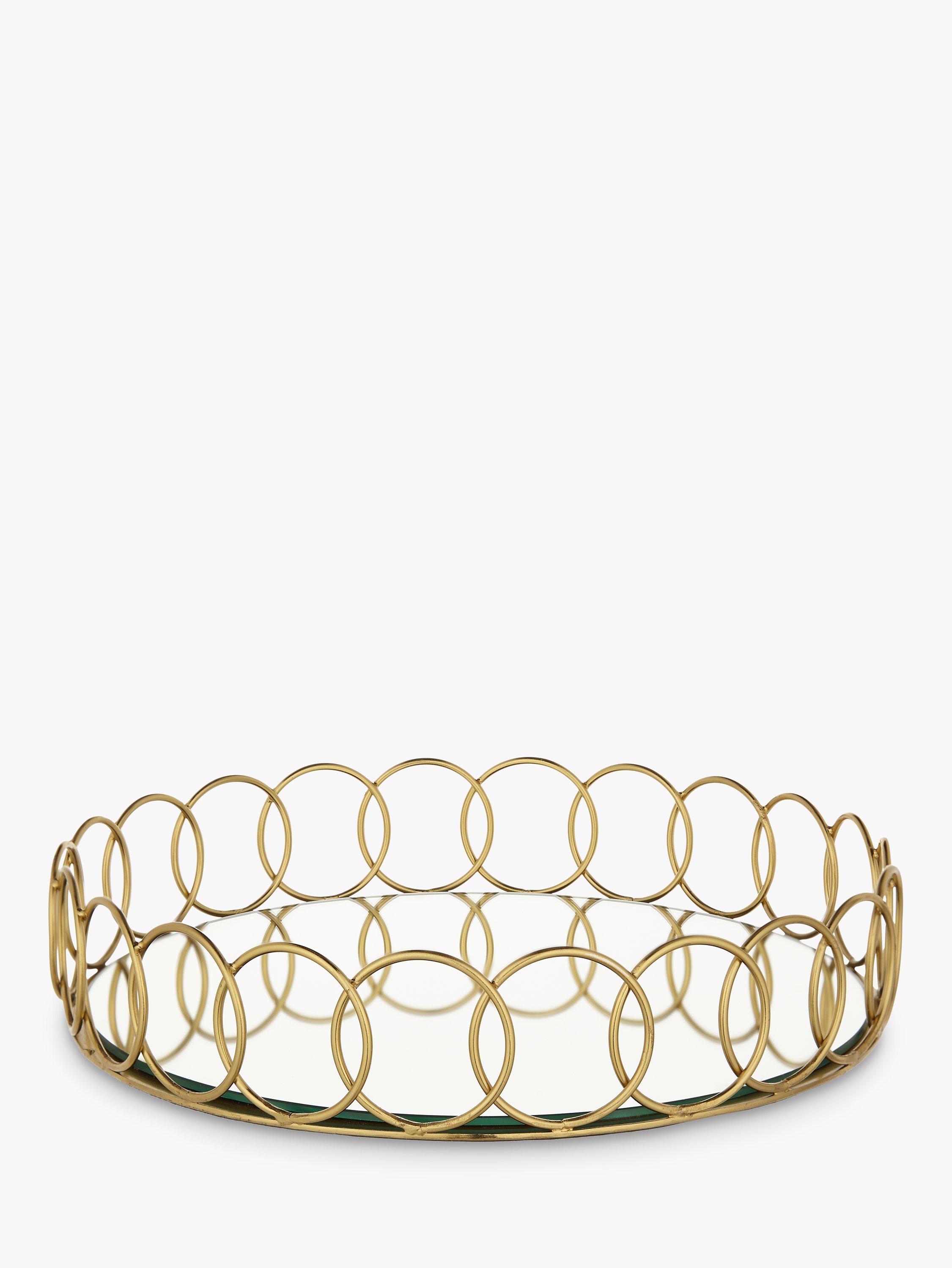 John Lewis & Partners Mirrored Drinks Tray, Gold, Dia.30cm