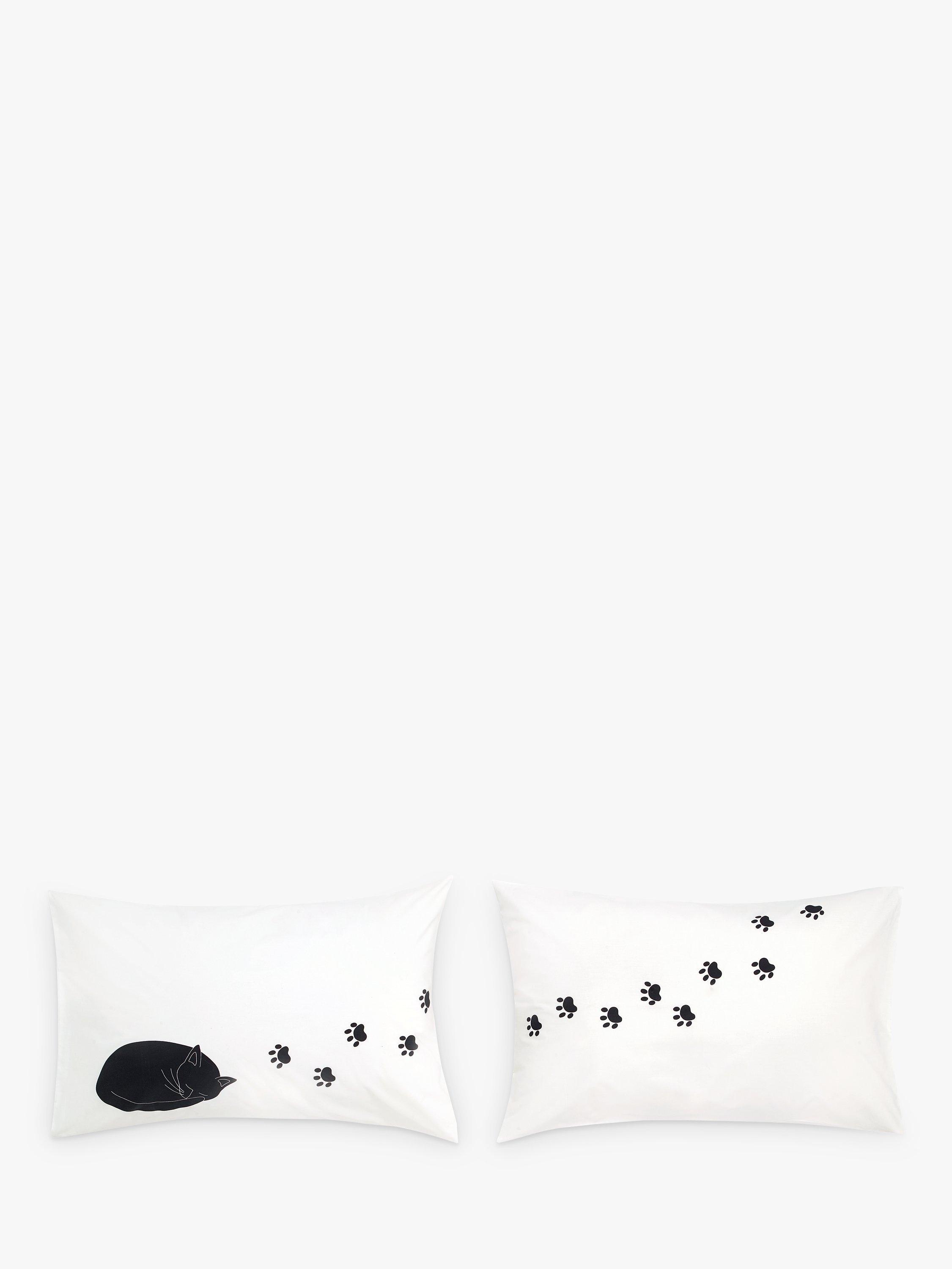 John Lewis & Partners Cat Scene Print Cotton Novelty Pillowcase, Pair