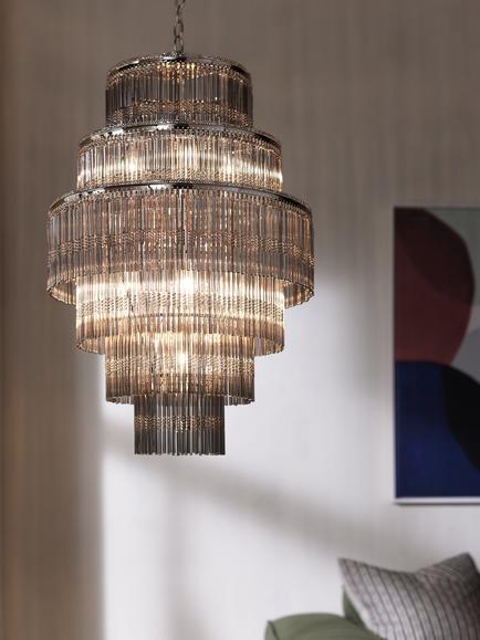 John Lewis Athenea Chandelier Ceiling Light, Smoke/Clear - view 2, Smoke/Clear