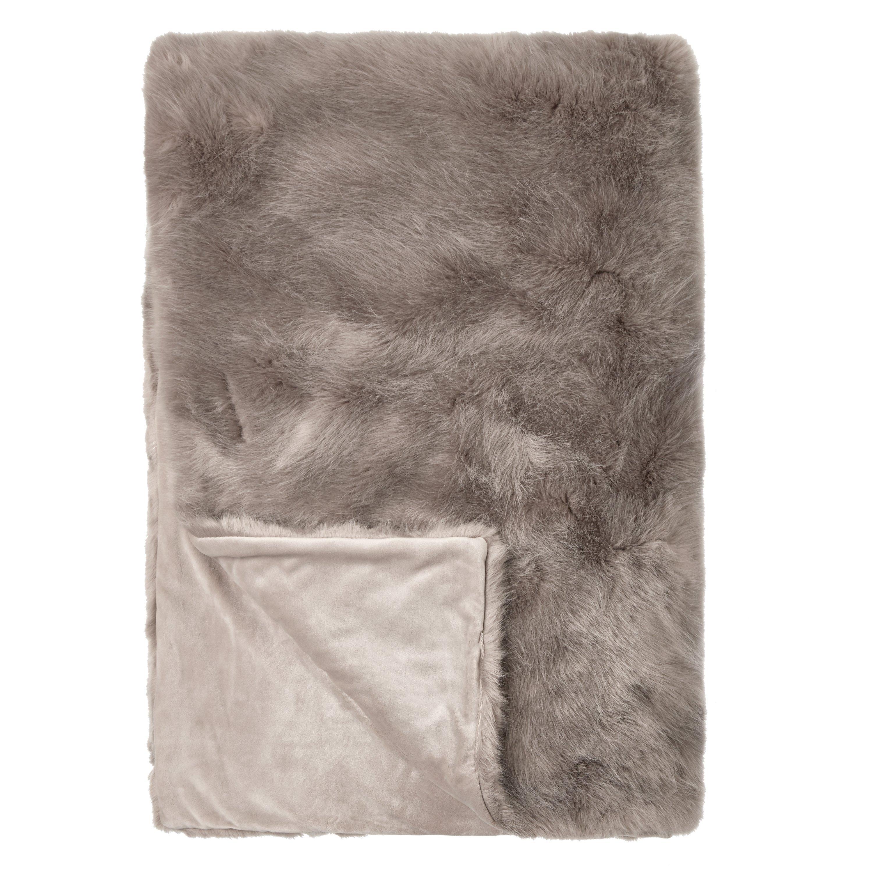 John Lewis Long Hair Faux Fur Throw