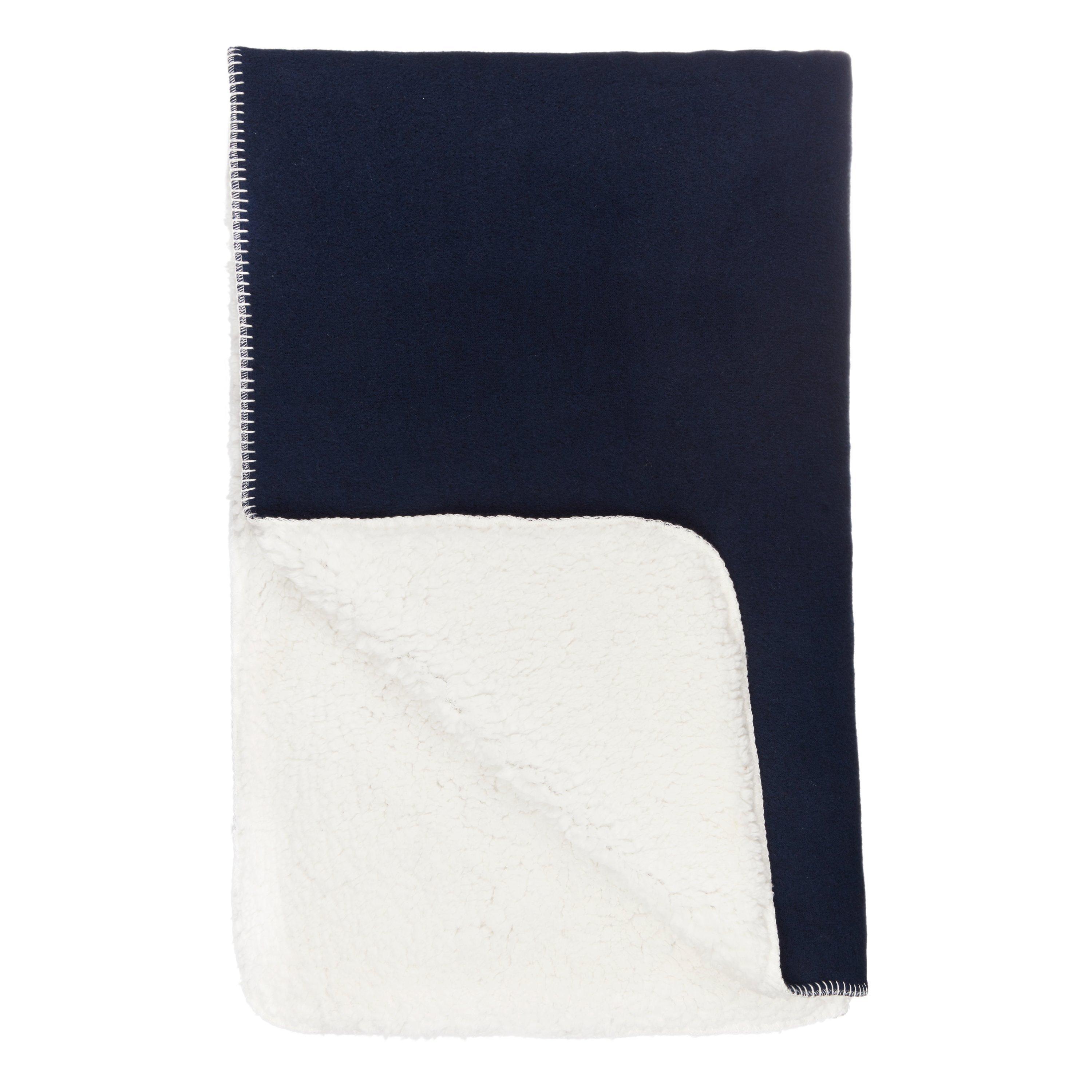 House by John Lewis Sherpa Throw Navy