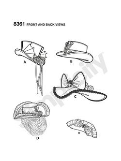 Simplicity Women's Costume Hats Sewing Pattern, 8361 - view 2, 