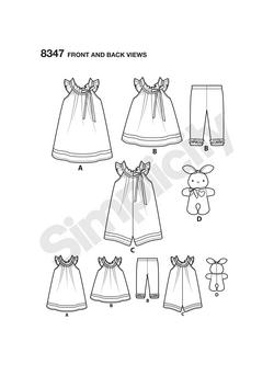 Simplicity Children Clothes and Stuffed Bunny Sewing Pattern, 8347 - view 2, 