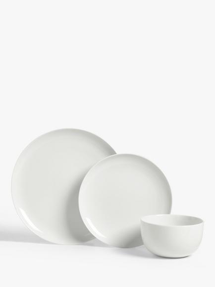 John Lewis Dine Coupe Dinnerware Set, 12 Piece, White - view 2, White