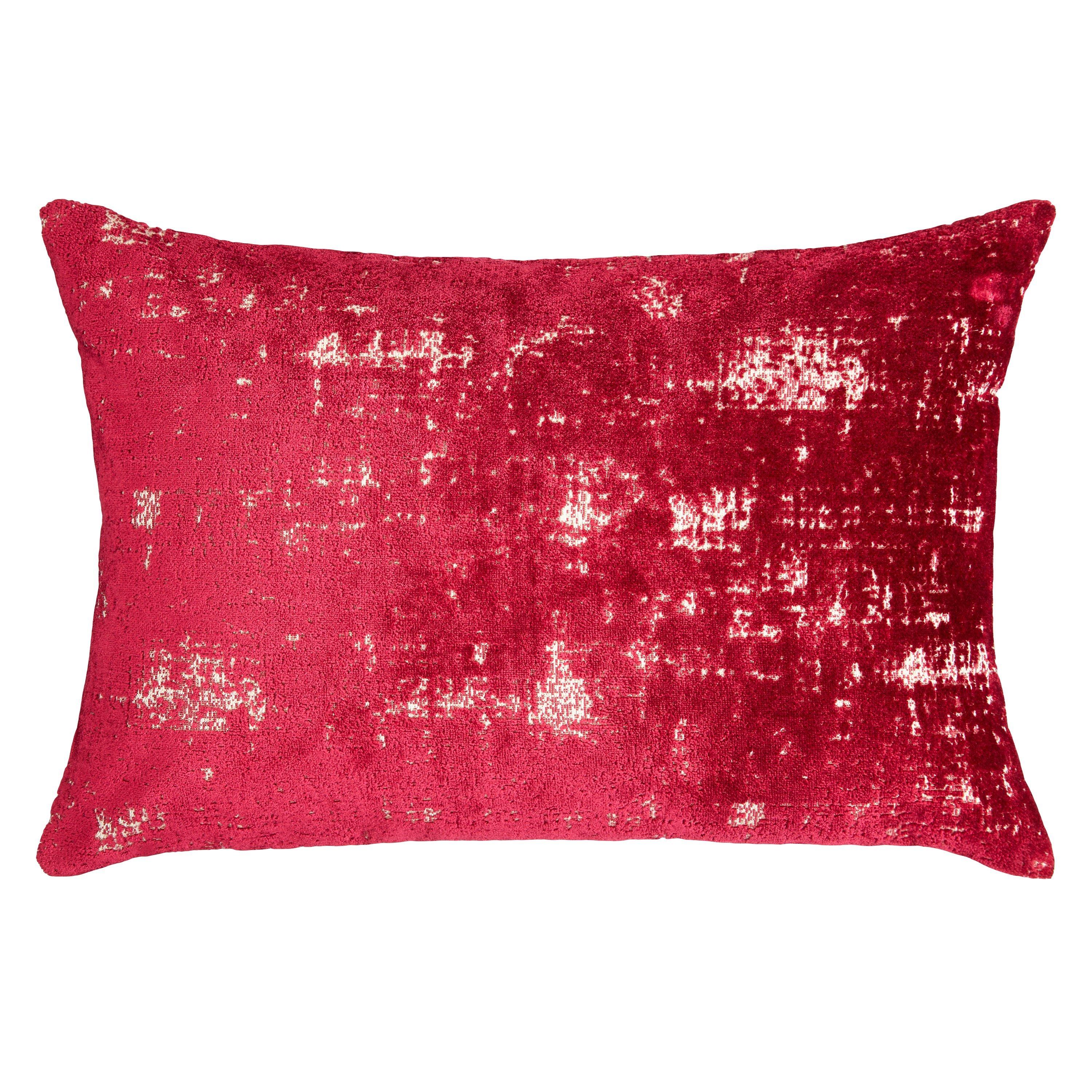John Lewis & Partners Distressed Velvet Cushion, Fuchsia