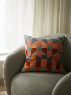 John Lewis Stack Cushion, Orange / Grey - view 2, Orange / Grey