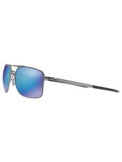 Oakley OO4124 Gauge Prizm Polarised Rectangular Sunglasses - view 2, Grey/Mirror Blue