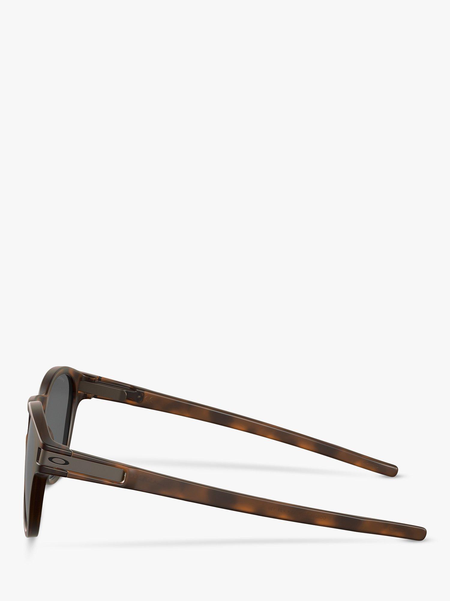 Product image 3 of 10, which shows Oakley OO9265 Men's Latch Round Sunglasses, Tortoise/Mirror Grey