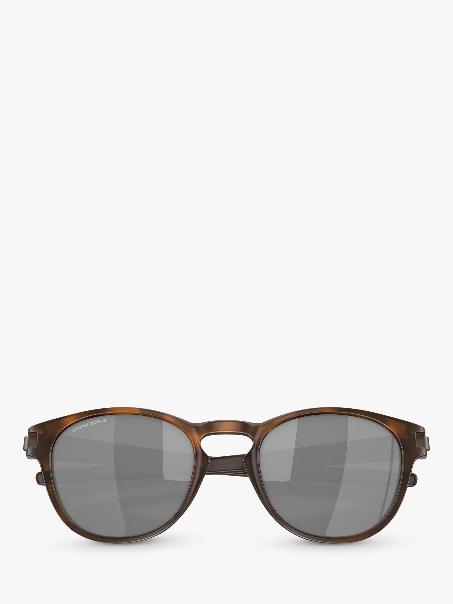 Product image 5 of 10, which shows Oakley OO9265 Men's Latch Round Sunglasses, Tortoise/Mirror Grey