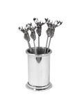 English Pewter Company Stag Olive Picks and Stand, Set of 6