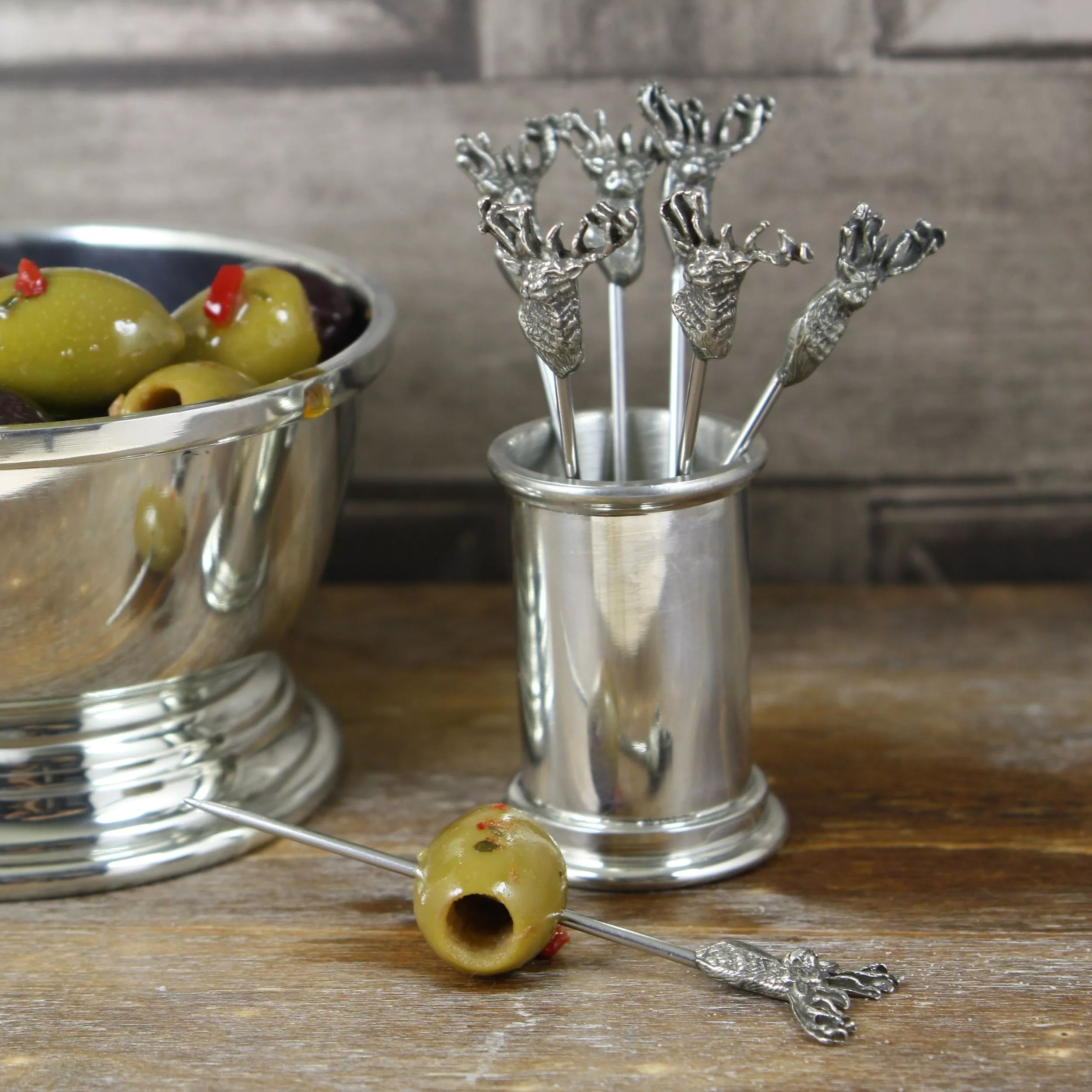 Cast Pewter Stag Olive/Cocktail Picks | Yester Home