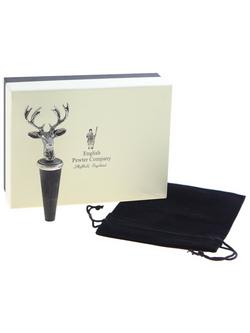 English Pewter Company Stag Head Bottle Stopper - view 2, Pewter