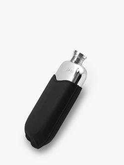 English Pewter Company Pewter Hip Flask with Leather Pouch, 170ml - view 2, Pewter/Black