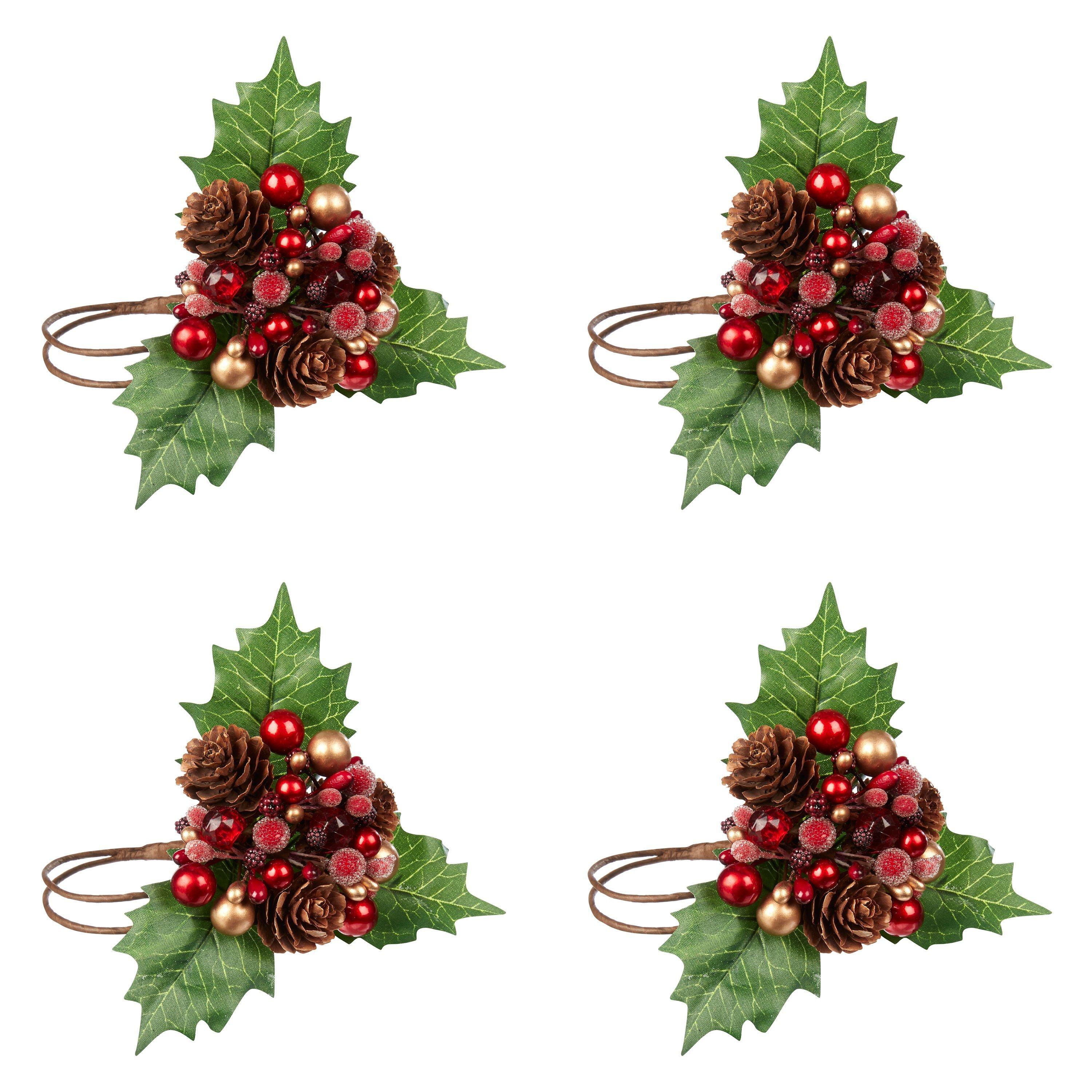 John Lewis Holly Berry Napkin Rings, Set of 4