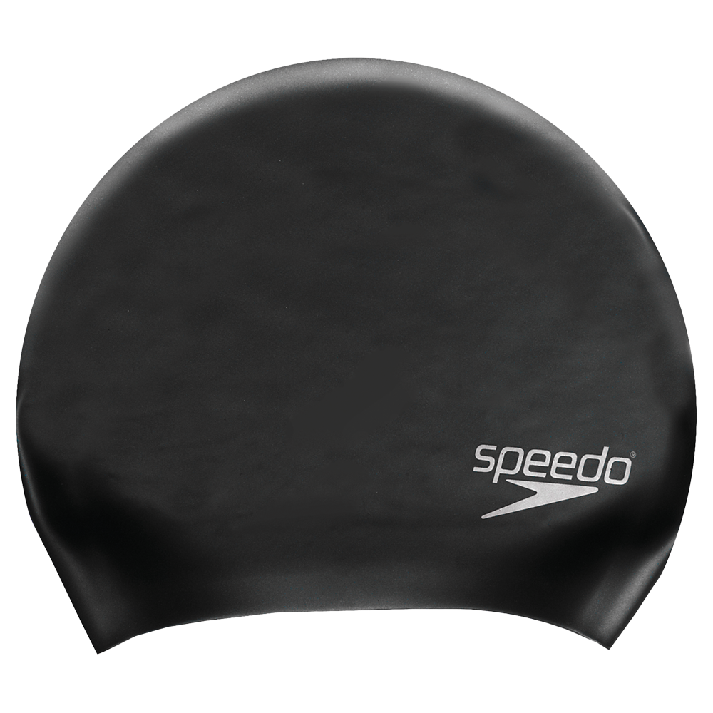 Product image 1 of 2, which shows Speedo Long Hair Swimming Cap, Black