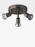 John Lewis Keely 3 Spotlight Ceiling Plate, Brushed Chrome