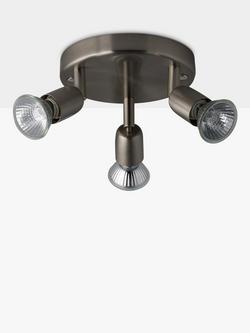 John Lewis Keely 3 Spotlight Ceiling Plate, Brushed Chrome - view 2, Silver