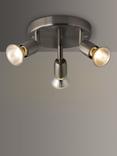 John Lewis Keely 3 Spotlight Ceiling Plate, Brushed Chrome