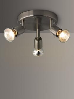 John Lewis Keely 3 Spotlight Ceiling Plate, Brushed Chrome, Silver