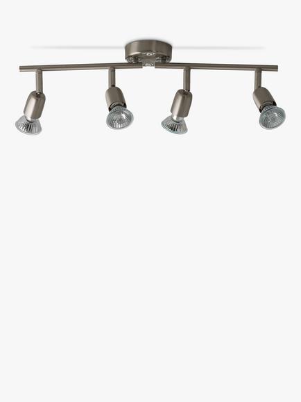 John Lewis 4 Spotlight Ceiling Bar, Brushed Chrome - view 2, Silver