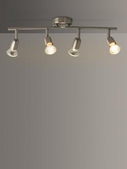 John Lewis 4 Spotlight Ceiling Bar, Brushed Chrome, Silver
