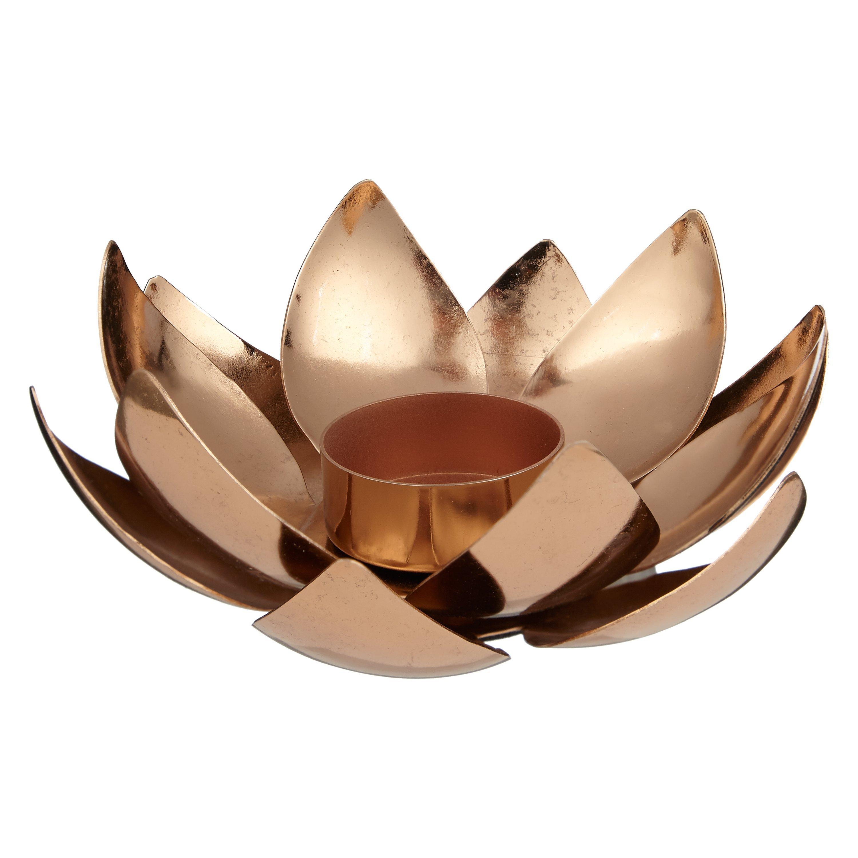 John Lewis Fusion Metal Lotus Tealight Holder, Copper