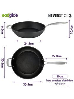 Eaziglide Neverstick3 Professional Non-Stick Open Frying Pan, Dia.30cm - view 2, Grey