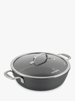 Eaziglide Neverstick3 Professional Non-Stick Shallow Casserole with Lid, Dia.28cm, Grey