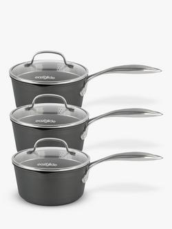 Eaziglide Neverstick3 Professional Non-Stick Lidded Saucepan Set, 3 Piece - view 2, Grey