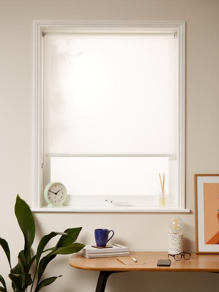 John Lewis Sheer Roller Blind, White, White