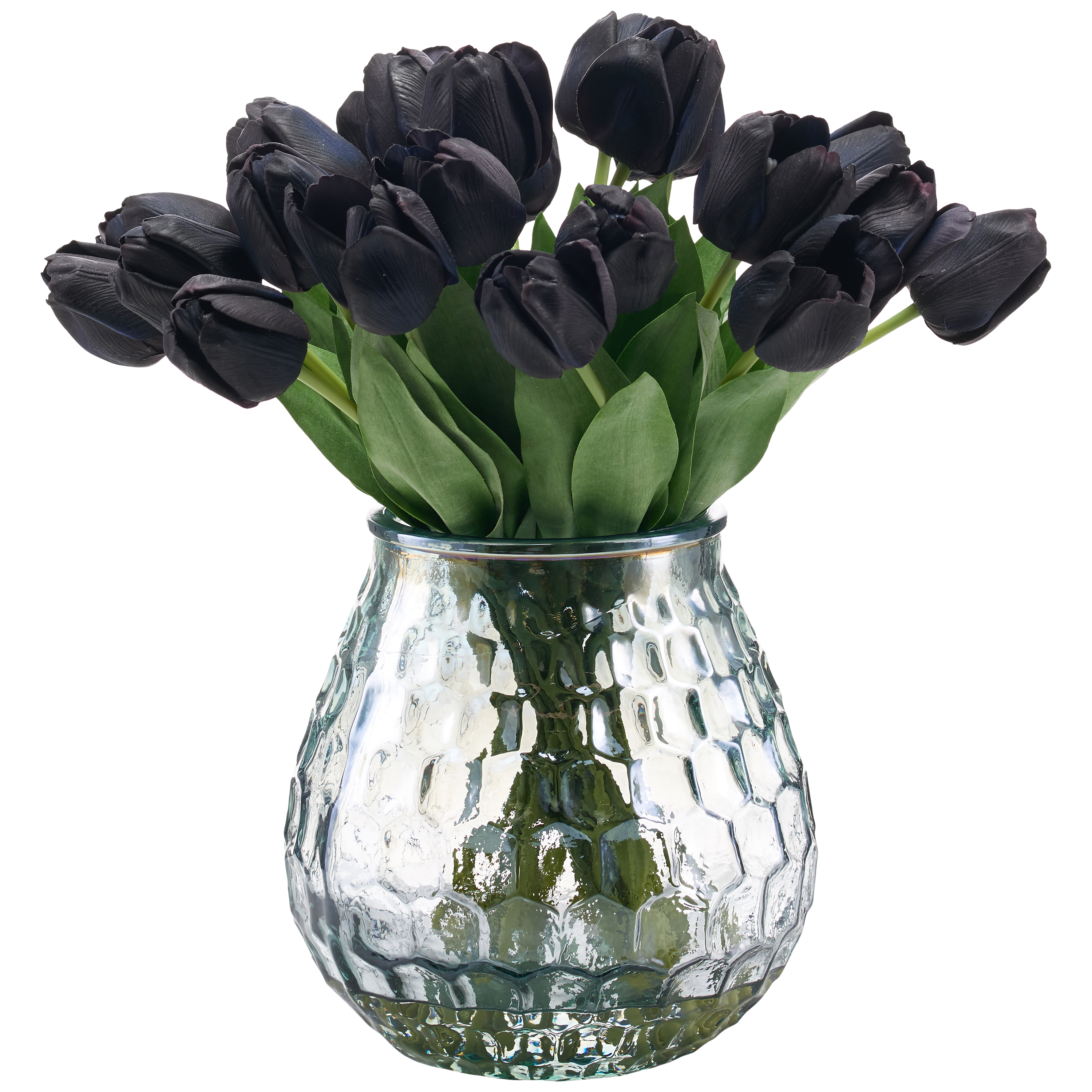 Peony Artificial Black Tulips In Smoke Vase